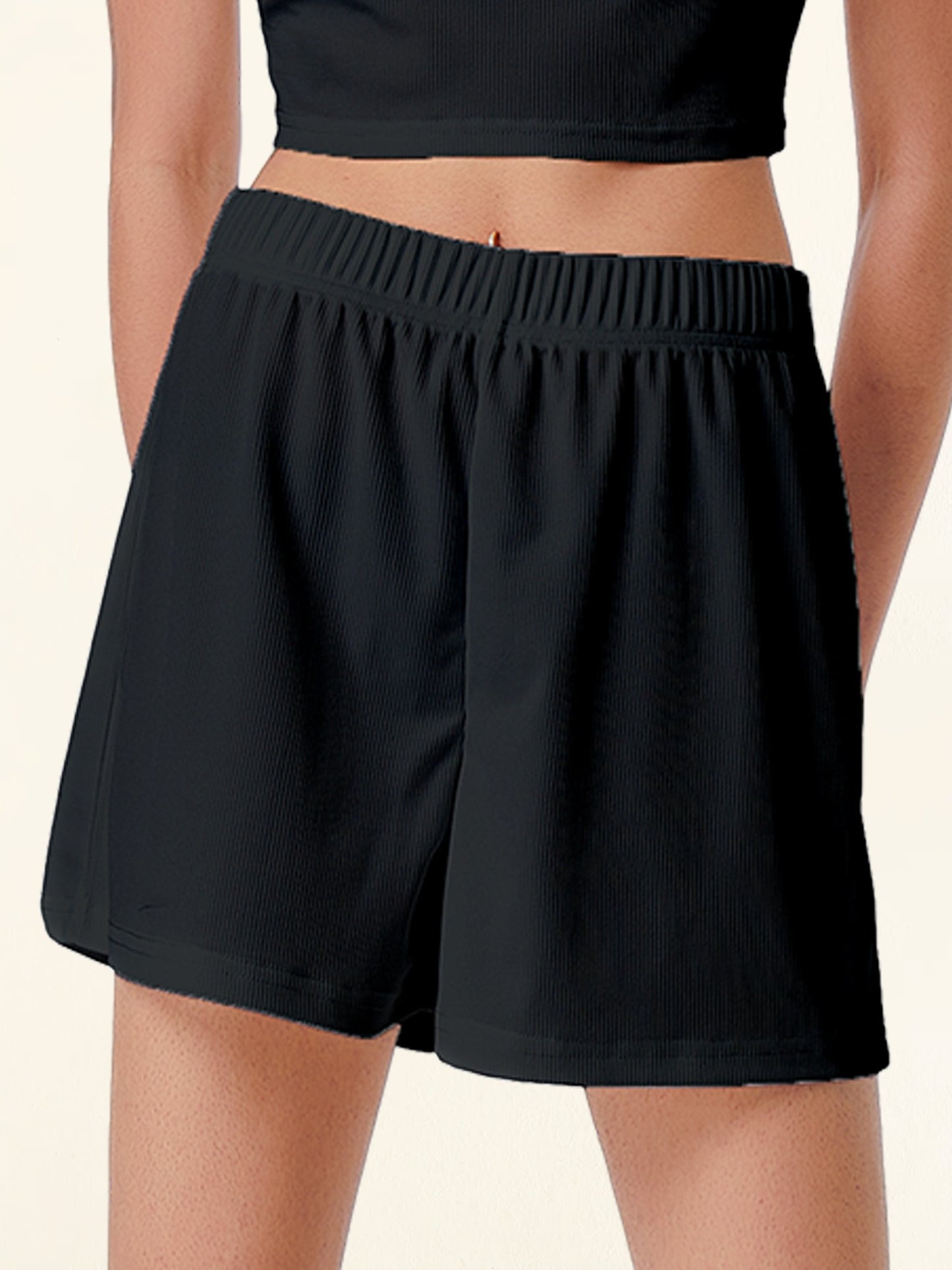 Casual Shorts Women 2024 New Summer Simple Comfortable Elastic Waist Cool Breathable Solid Color Casual Sports Five Quarter Pant