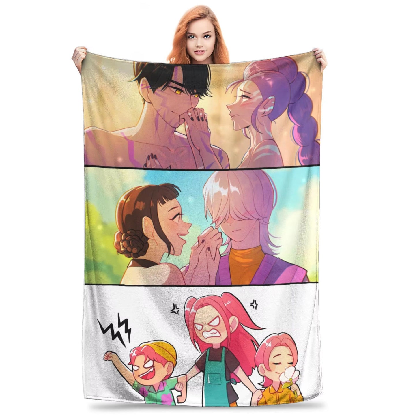 Kpop Demon Hunters Huntrix Plush Blanket Students Flannel Throw For Couch Chair Sofa Bed Super Warm Quality Bedspread