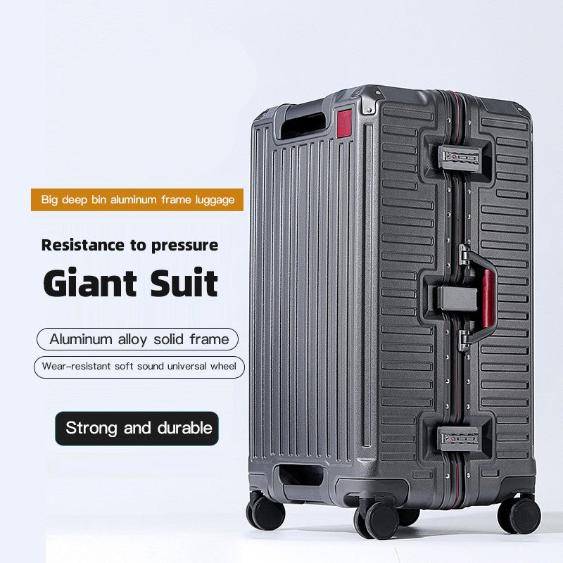 Suitcase Wide Handle Travel Suitcase Men 20 24 26 Carry-On Luggage Women PC Aluminum Frame Trolley Case