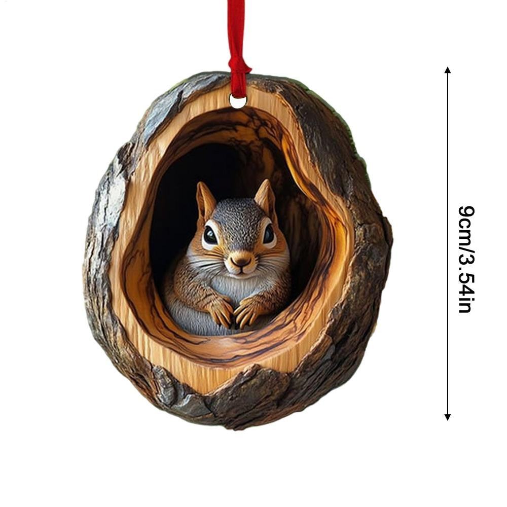 New Animal Christmas Ornaments 2D Flat Acrylic Bird Pendant Owl Squirrel Bunny  Pendant Christmas Tree Decoration Xmas Hanging