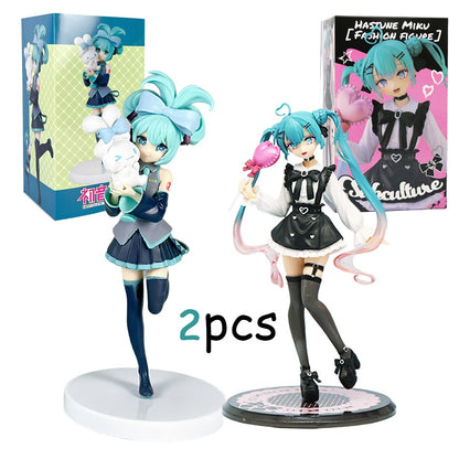 Animação Anime Linda Garota Hatsune Miku Artesanal Diabo Hatsune Miku Orelha de Gato Hatsune Miku Fofa Artesanal Modelo de PVC Decorações