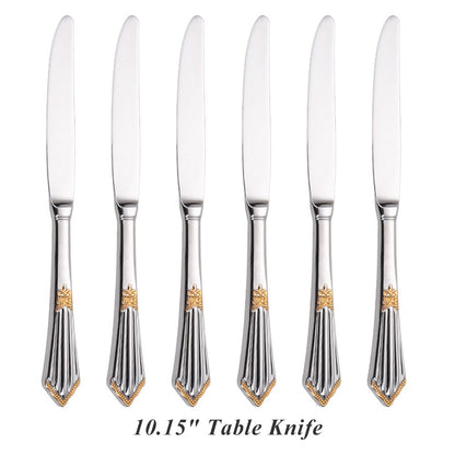 Conjunto com 6 Facas de Mesa Royal Polido Espelhado Apropriado para Máquina de Lavar Louça, Uso Doméstico, Cozinha e Bar