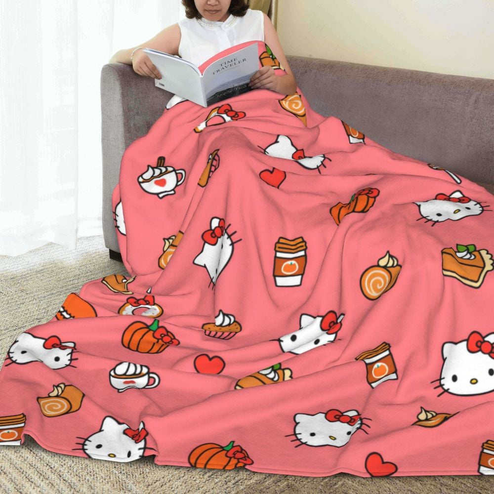 Christmas Hello Kitty Blankets Quality Warm Throw Blanket Winter Travel Office Couch Bed Graphic Bedspread