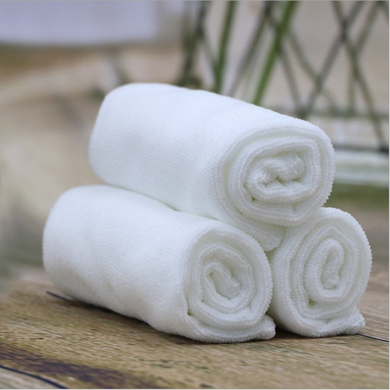 10PC White Ultra Soft Microfiber Fabric Face Towel Hotel Bath Towel Wash Hand Towels Portable Terry Multifunctional