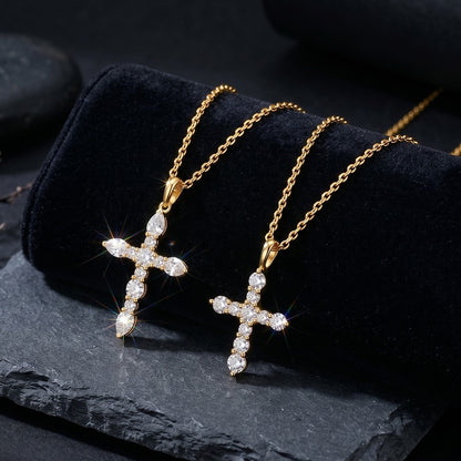 EFFIE QUEEN S925 Sterling Silver Moissanite Cross Necklace GRA Certificate D VVS1 Diamond Cross Pendant Neck Chain Women SMON15