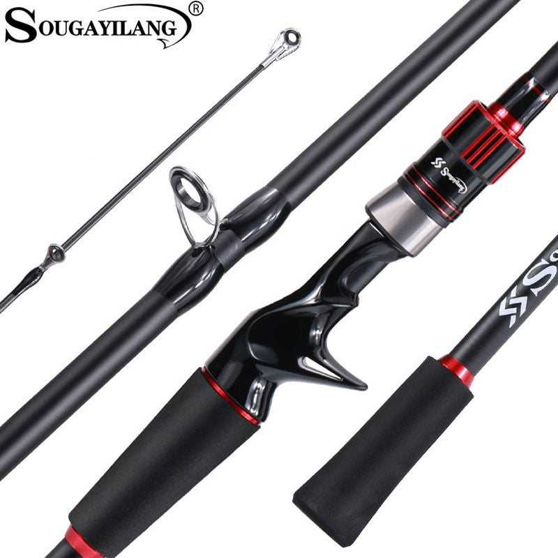 Sougayilang Vara de Pesca 1,8~2,1m Fibra de Carbono Spinning Casting Lure Rod Max Drag 10kg para Pesca de Baixo Achigã Truta Caña De Pescar