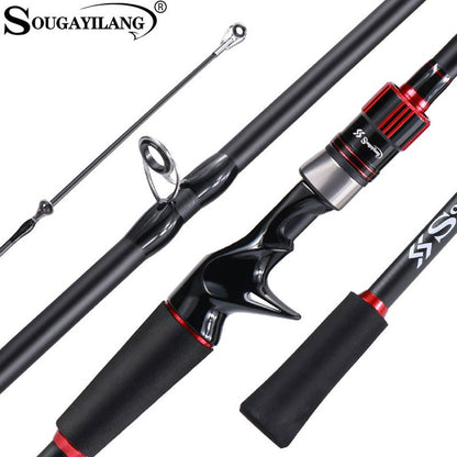Sougayilang Vara de Pesca 1,8~2,1m Fibra de Carbono Spinning Casting Lure Rod Max Drag 10kg para Pesca de Baixo Achigã Truta Caña De Pescar