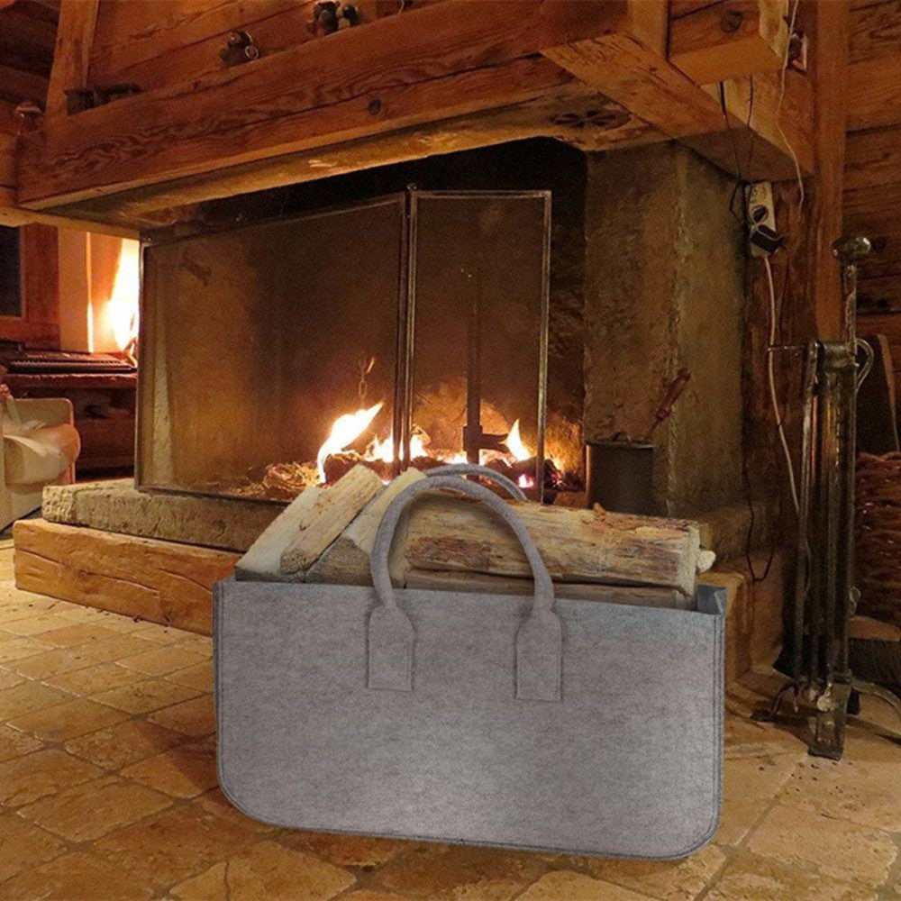 Felt Storage Bag for Fireplace Wood Organizer, Shopping Basket, Magazine Rack, Firewood Pocket, Home Storage Bags Holder
