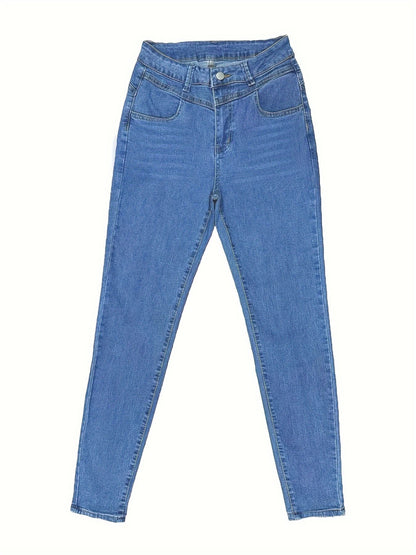 Versatile High-waist Skinny Jeans.Ladies Four Seasons New Fashion Stretch Simple Comfortable Small Leg Jeans Casual Pencil Pants