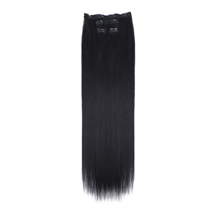FASHION IDOL Long Straight Hairstyle 8 Clips In Hair Extensions Blonde 60CM Natural Synthetic Hair Daily Use Hairpiece Fake Hair