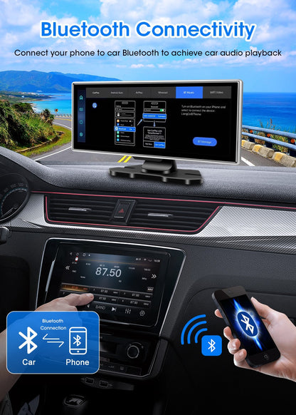 Câmera Veicular 10/11.26 polegadas 4K DVR Automotivo Sem Fio Carplay & Android Auto GPS Navegação Gravador de Vídeo Painel Dupla Lente Wifi FM AUX