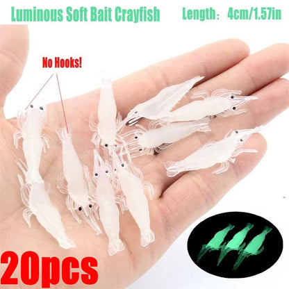 10/20/30 PEÇAS Isca Macia de Camarão para Pesca com Anzol, Iscas Artificiais Crankbaits para Pesca, Iscas Artificiais Wobblers para Pesca de Arrasto