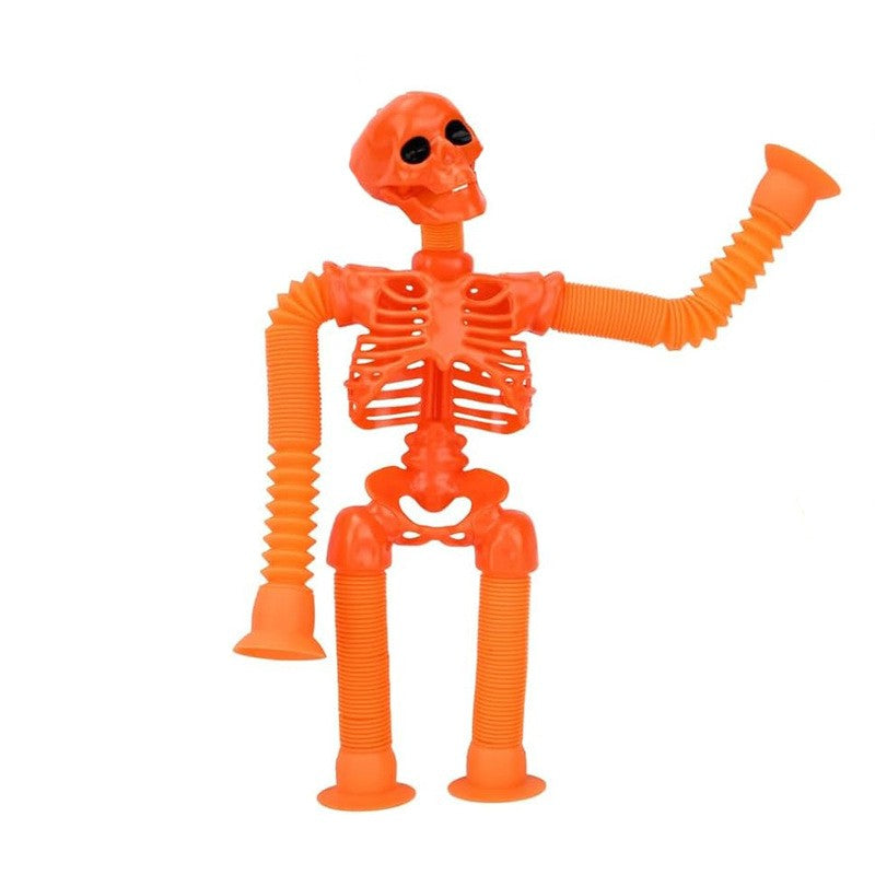 1-16PCS Fidget Toys Transformable Telescopic Toys Halloween Sensory Toys Kids Prize Suction Cups Skeleton Person Stretching Tube