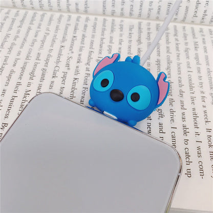 Disney Anime Mickey Mouse Charger Cable Protector Kawaii Stitch Minnie Usb Data LineHead Protection Cover Gifts