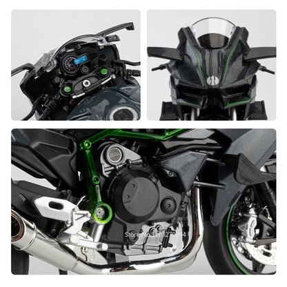 1:12 Kawasaki H2R BWM S1000RR Liga Motocicleta Brinquedos Diecast Carro em Miniatura Direção Roda Dianteira Moto Presente de Natal Crianças