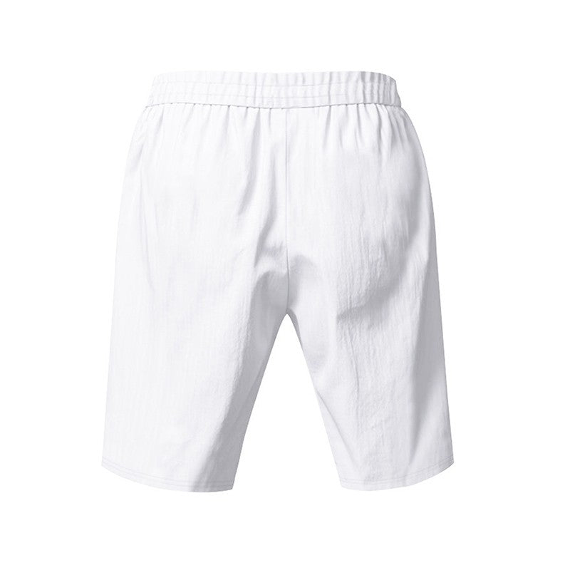 New Men's Cotton Linen Shorts Pants Male Summer Breathable Solid Color Linen Trousers Beach Shorts Fitness Streetwear