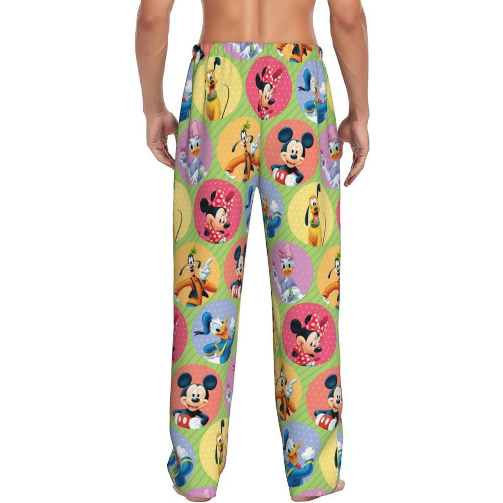 Custom Print Mickey Mouse Donald Duck Pajama Pants Men Sleep Sleepwear Bottoms with Pockets