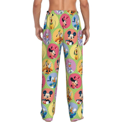 Custom Print Mickey Mouse Donald Duck Pajama Pants Men Sleep Sleepwear Bottoms with Pockets