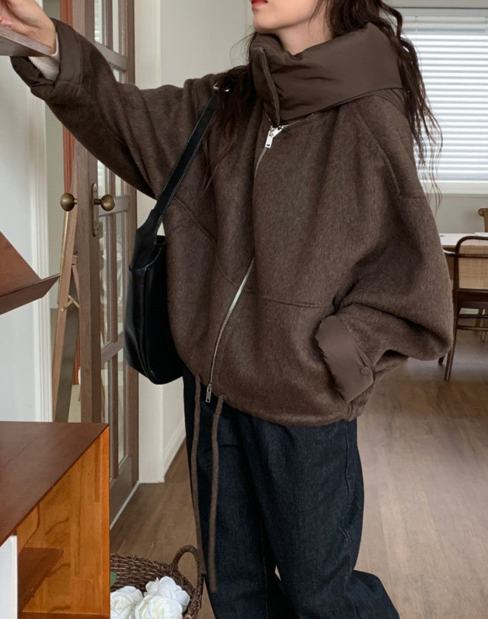 New Coats and Jackets Autumn Winter New Elegant Hooded Detachable Lace Up Short Woolen Coat Korean Fashion Casual Loose Jackets