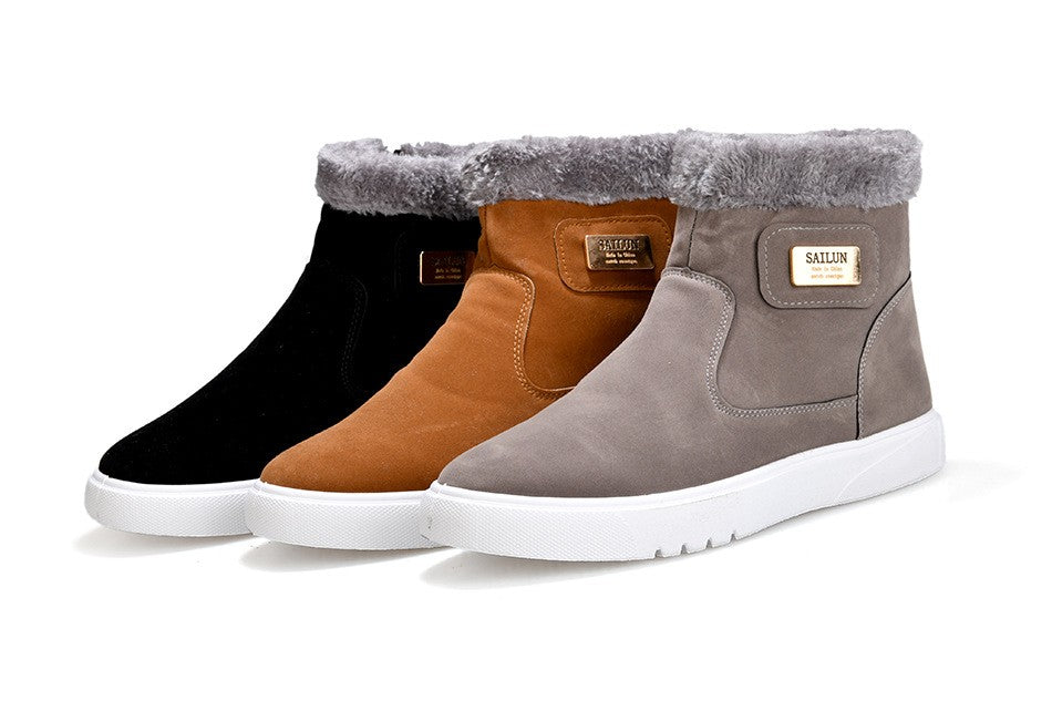 Winter Men's Snow Boots Plush Warm Men Ankle Boots Brand High-top Casual Leather Shoes for Men Comfortable zapatos para hombres