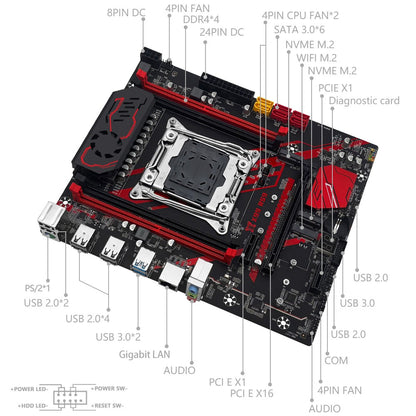 Kit Placa-mãe MACHINIST X99 RS9 Opcional LGA2011-3 Xeon E5 2640 V3 CPU e 16GB RAM DDR4 NVME M.2 Quatro Canais USB3.0