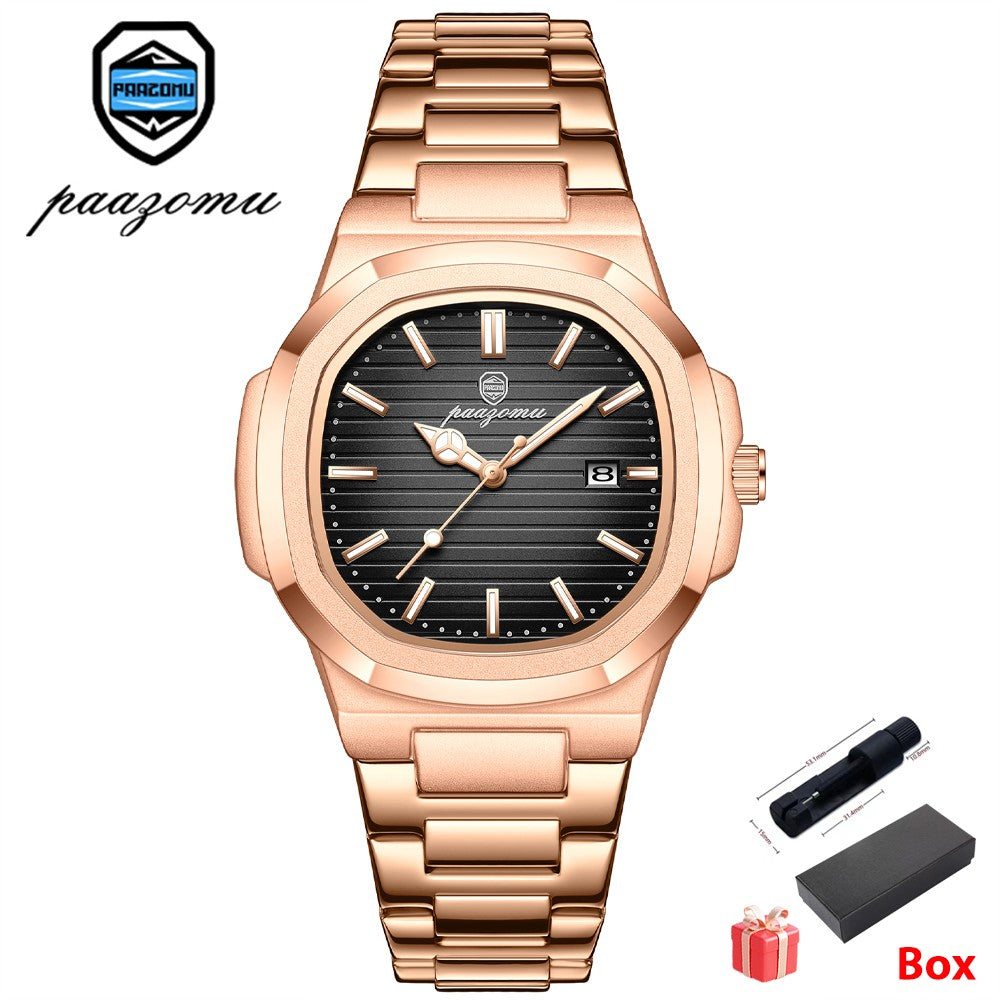 POEDAGAR Luxury Men Quartz Watch Waterproof Date Week Luminous Wristwatch Stainless Steel Men's Watches Male Clock Sports Reloj