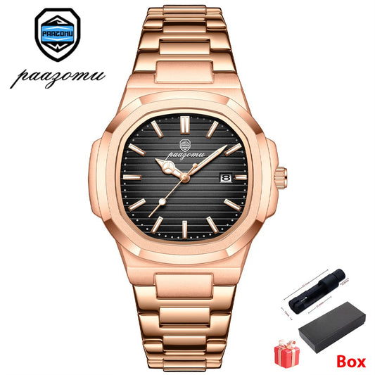 POEDAGAR Luxury Men Quartz Watch Waterproof Date Week Luminous Wristwatch Stainless Steel Men's Watches Male Clock Sports Reloj