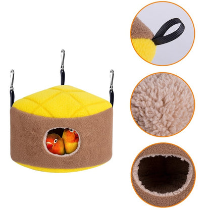 Casa de Inverno Quentinha para Pássaros, Ninho, Cabana Confortável, Rede Suspensa, Acessórios para Gaiola, Esconderijo de Pelúcia para Gerbil, Papagaio Pequeno, Periquito, Calopsita