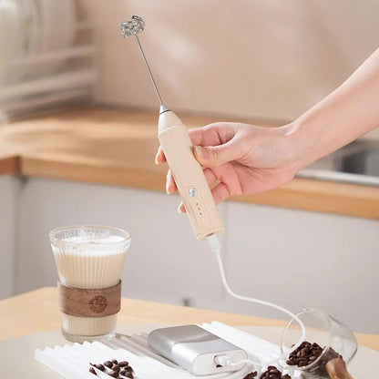 Electric milk frother, handheld egg beater, 3-speed portable dessert beverage coffee machine, mini home kitchen mixer