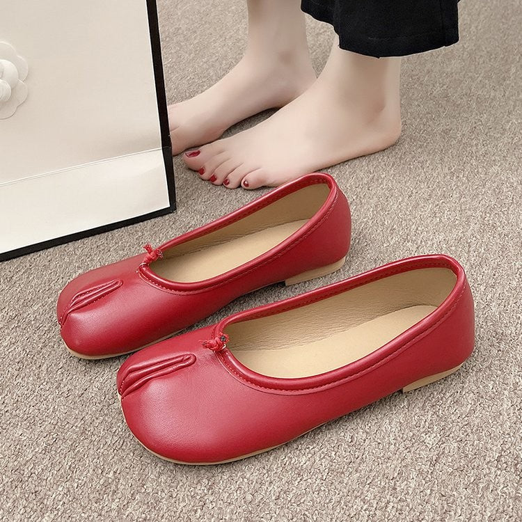 Japanese Style Tabi Ninja Shoes Women Cozy Leather Flats Split Hoof Toe Loafers Femme Mary Jeans Mocasines Ladies Ballerina Shoe