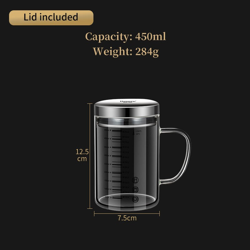 Y-244 Copo de Leite Caneca de Café Copo Medidor Graduado com Alça de Vidro Borossilicato Copos Medidores de Qualidade Alimentar Multifuncionais