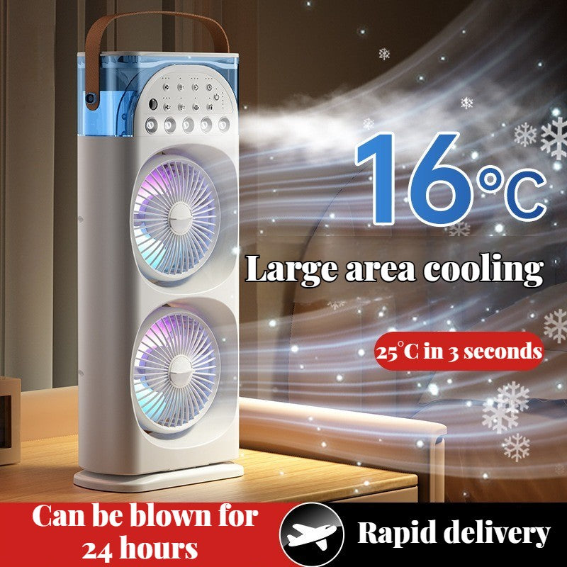 Multi-Function Mist Fan with Oscillating Air Conditioner, Aromatherapy, Colorful Lights & Timer for Home Office Use