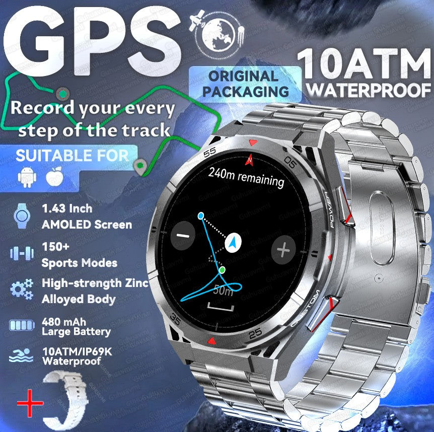 2025 AGPS New Men Smart Watch DIgital Military Sport Electronic Bluetooth 10 ATM Waterproof Diving Original Bracelet