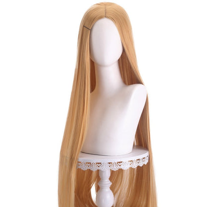 Peruca de Cosplay Longa Lisa Divisão Central Loiro Rosa Vermelho Roxo Resistente ao Calor Cabelo Sintético