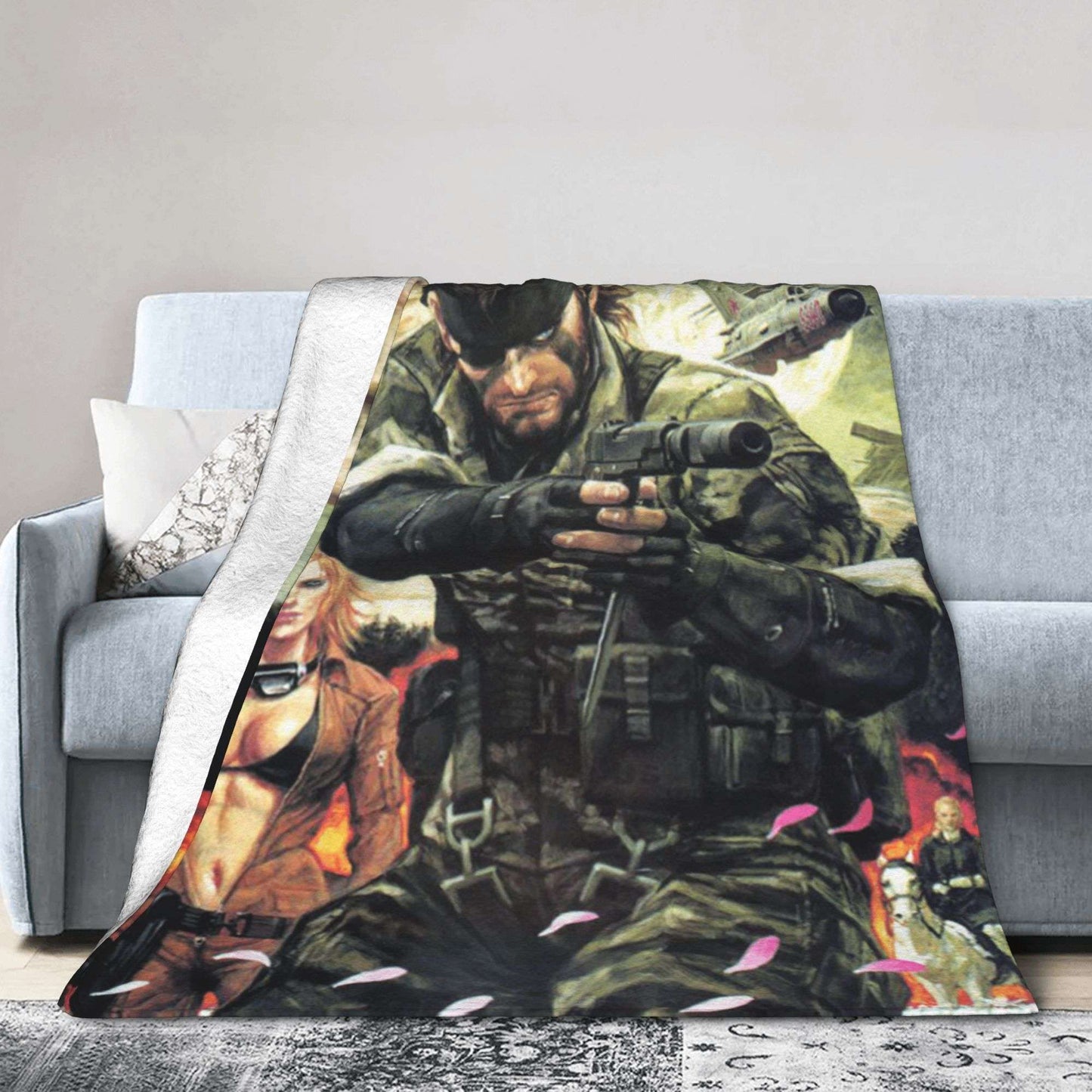 Cobertor Super Macio Infantil Jogo Decorativo Metal Gear Solid Cobertor de Flannel para Cama Sofá Cadeira Macio