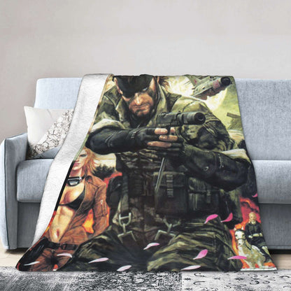 Cobertor Super Macio Infantil Jogo Decorativo Metal Gear Solid Cobertor de Flannel para Cama Sofá Cadeira Macio