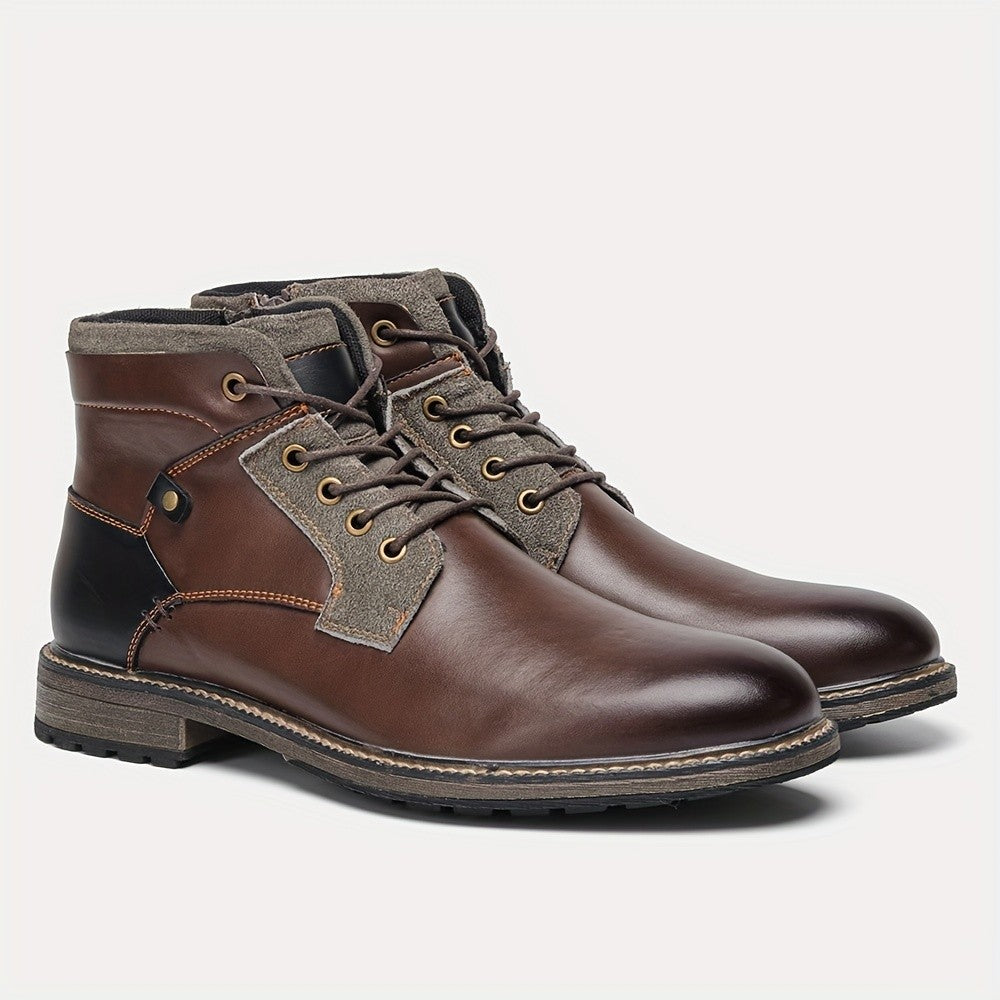 Men's fashionable ankle boots, autumn and winter men's retro short leather boots#KD6502