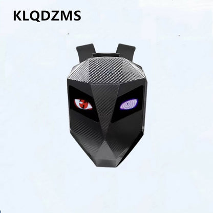 KLQDZMS Men's Backpack PC Laptop Shoulder Bag LED Light-emitting Cycling Schoolbag Expandable Waterproof Motorcycle Helmet Bag