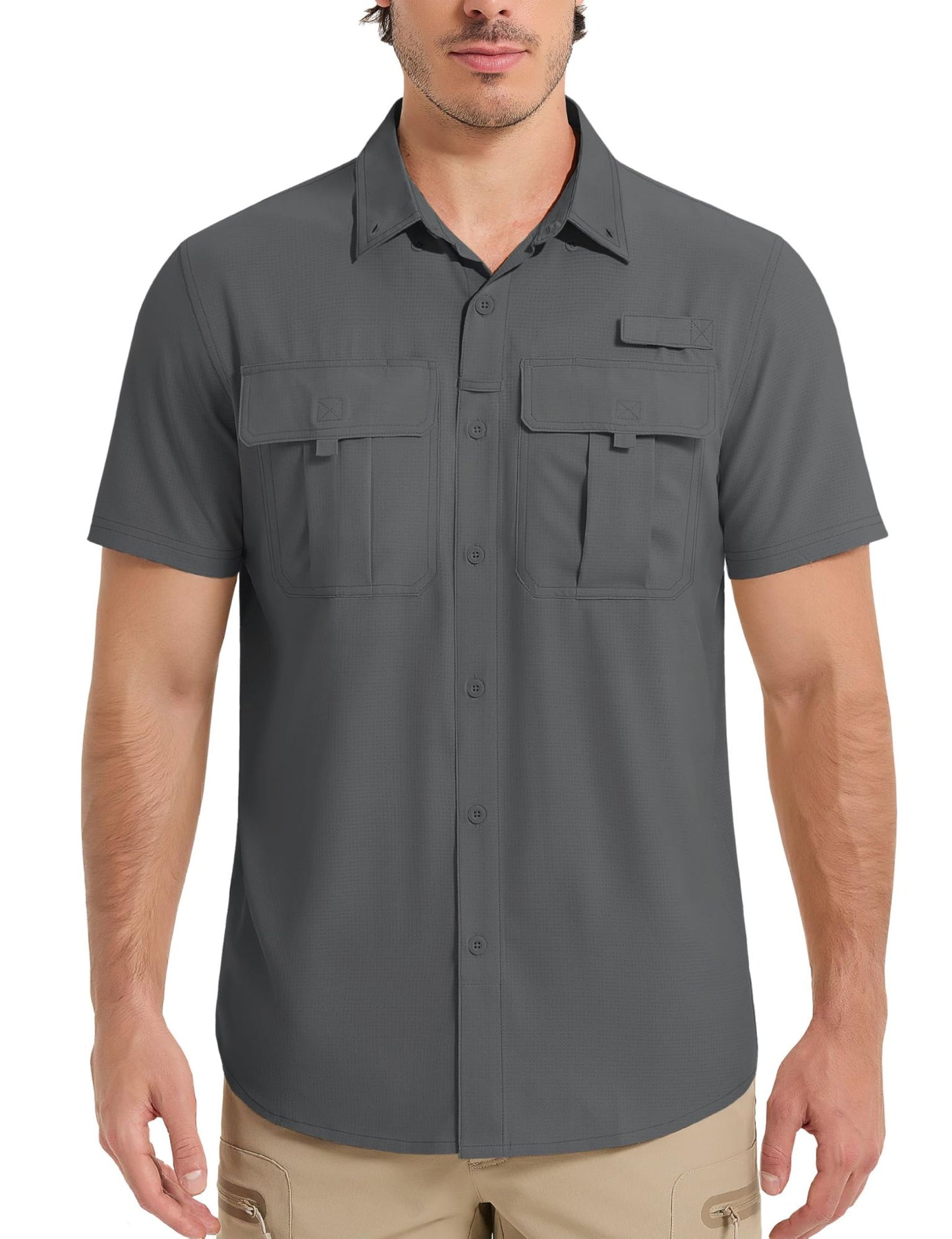 TACVASEN UPF 50+ Sun Protection Shirts Men's Quick Dry Outdoor Fishing Hiking Shirt Mesh Breathable UV Work Cargo Shirts Men