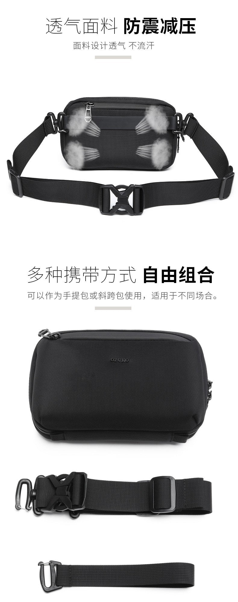 OZUKO Multi-Functional Business Casual Handbag Stylish Simple and Versatile Shoulder Messenger Bag Clutch Bag
