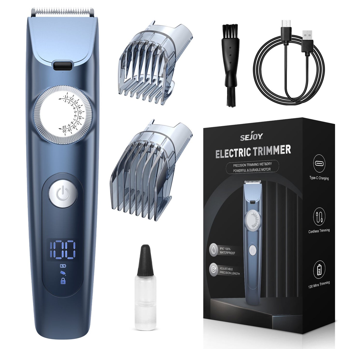 SEJOY 3 In 1 Man Shaver Electric Razor Rechargeable Triple Blade Trimmer Beard Floating Head Waterproof Hair Shaving Machine