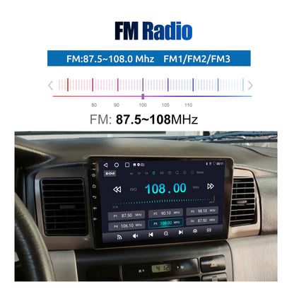 Rádio Automotivo 9" Android 14 Para Toyota Corolla E120 EX 2000 2001 2002 2003 2004 2Din Player Multimídia GPS Navi Central Multimídia WIFI