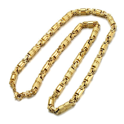 Colar Bicicleta Rock Punk HipHop 6mm Banhado a Ouro Joias Masculinas Femininas Corrente Bizantina de Aço Inoxidável Presentes