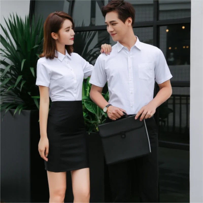 Short-sleeved Solid Color Shirt High-end Business Daily Tops Company Uniforms Can Be Customized With Printed Embroidery 2021 New