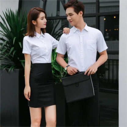 Short-sleeved Solid Color Shirt High-end Business Daily Tops Company Uniforms Can Be Customized With Printed Embroidery 2021 New