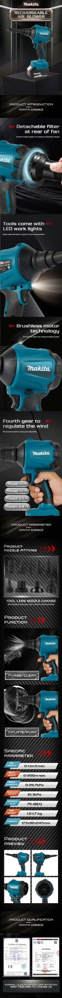 Ferramentas elétricas Makita ferramentas Makita 18v DAS180 pistola de remoção de pó de ar de alta potência para soprar pó em espaços estreitos ferramentas elétricas