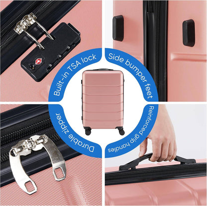 24 Inch Luggage, Hardside Suitcase with Spinner Wheels, TSA Approved Lock, Expandable Medium Suitcase for Travel & Business–Pink