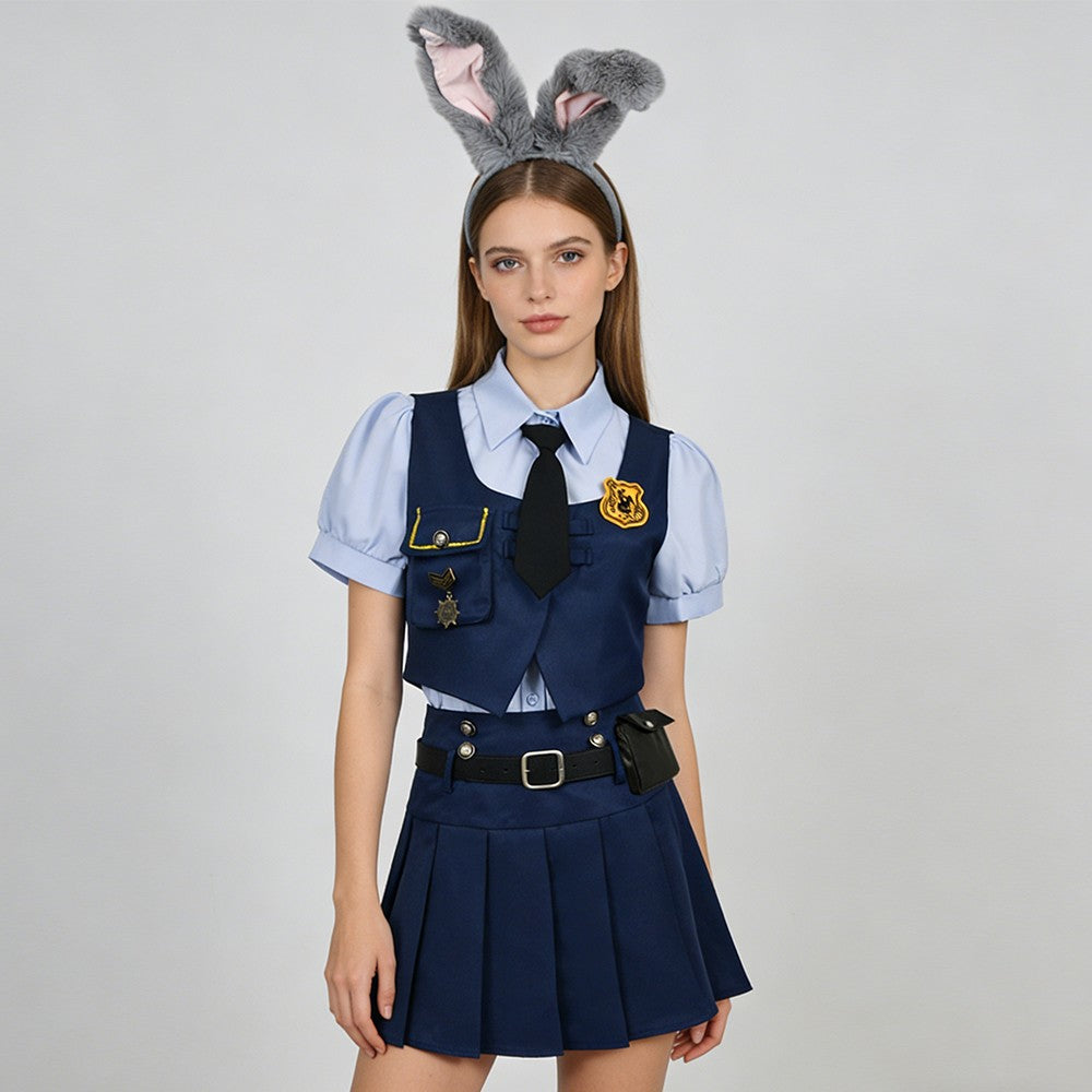 Hot Movie Zoo Judy Cosplay Costume Adult Rabbit Police Officer Cosplay Halloween Carnival Party Suit With Rabbit Ear Headwear