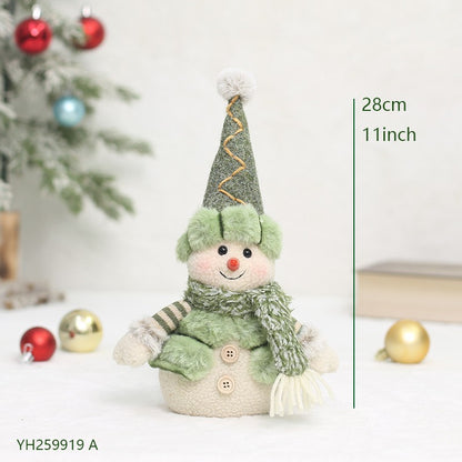 2026 New Green Forest Christmas Decorations Telescopic Elk Snowman Doll Skiing Plush  Navidad Home Decor New Year Gift