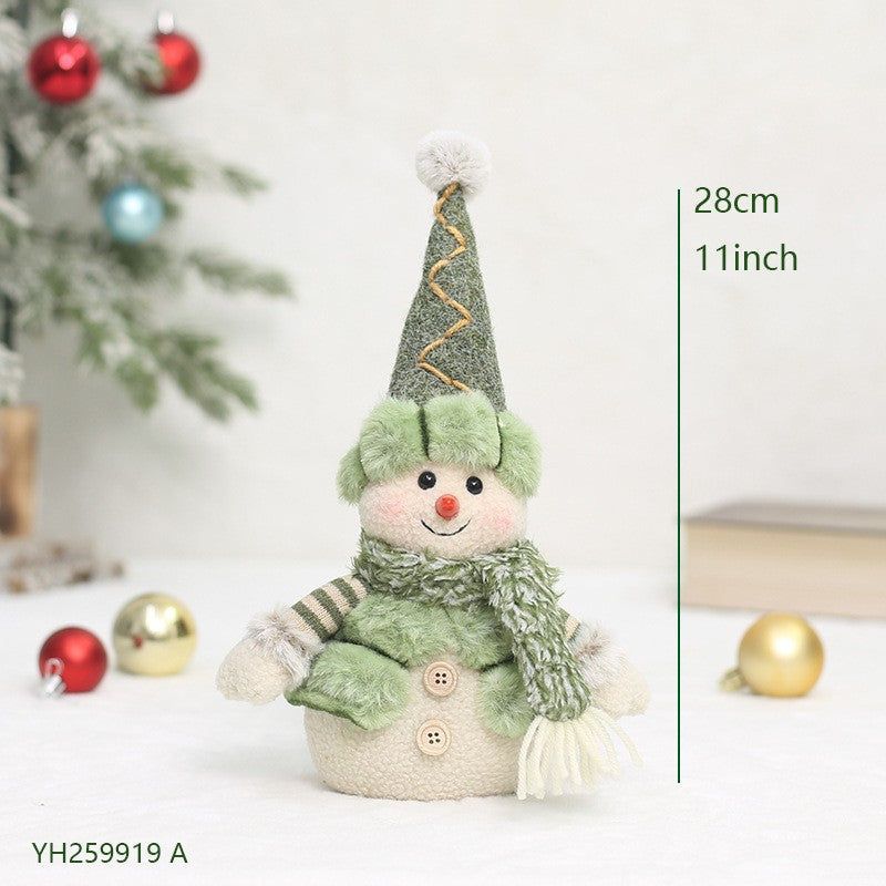 2026 New Green Forest Christmas Decorations Telescopic Elk Snowman Doll Skiing Plush  Navidad Home Decor New Year Gift